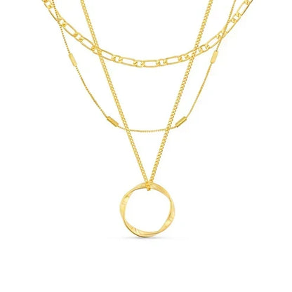 Open Circle Three Row Necklace