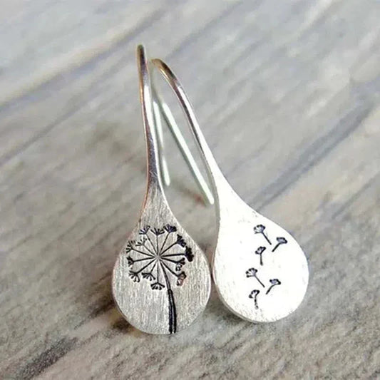 Dandelion Leaf Earrings Made of 925 Silver