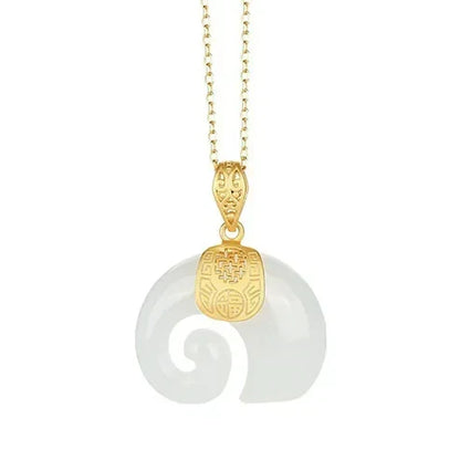 Hetian Jade Elephant Pendant Necklace