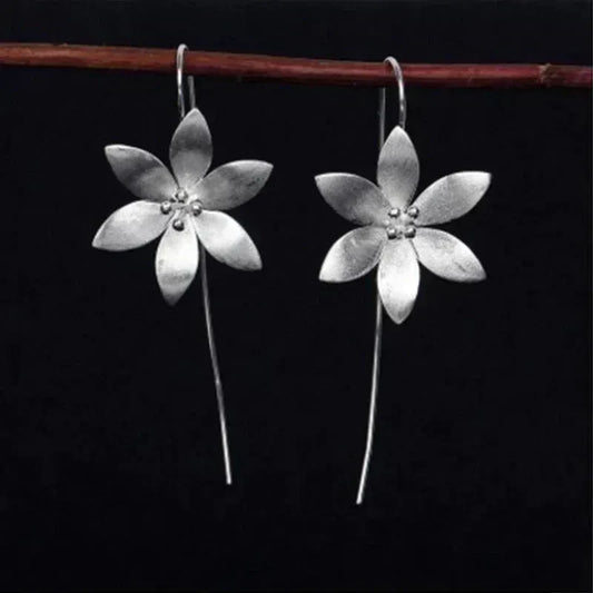 Silver-Plated Boho Flower Earrings