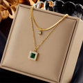 Gold Emerald Layered Necklace