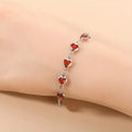 Silver Ruby Heart Chain Bracelet