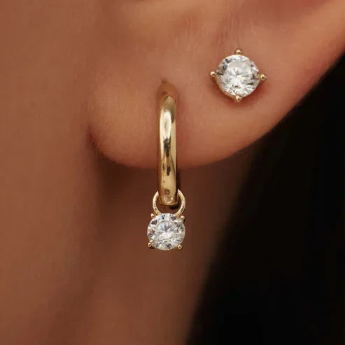 Larmes De Lune Stone Hoop Earrings