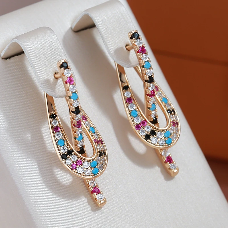 Elegant Multicolored Zirconia Earrings in Gold