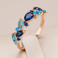 Elegant Ring with Blue Crystals Gold Plated