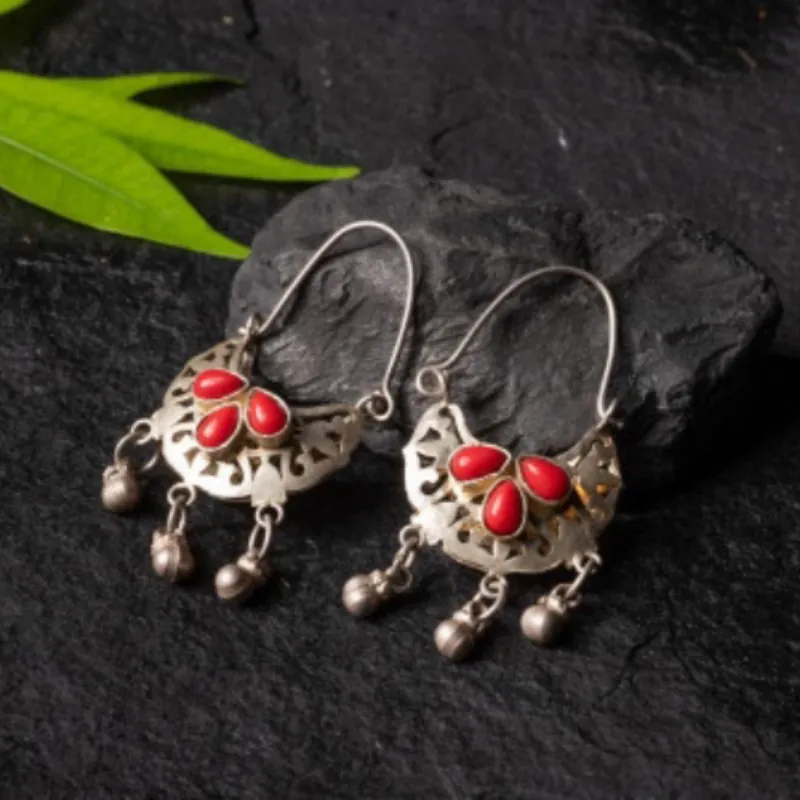 Red Vintage Medusa Earrings
