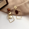 Gold-Brown Vintage Stone Earrings