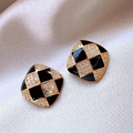 Elegant Earrings Made of Shiny Black Enamel