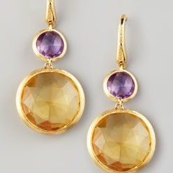 Vintage Orange Round Crystal Glass Earrings