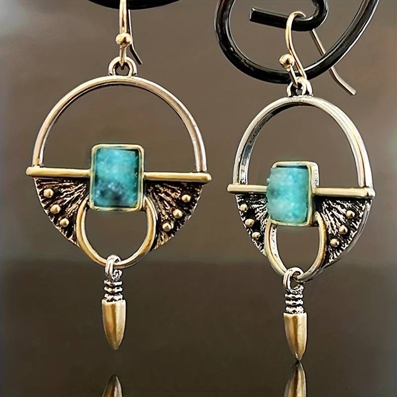Egyptian Earrings with Blue Vintage Stone