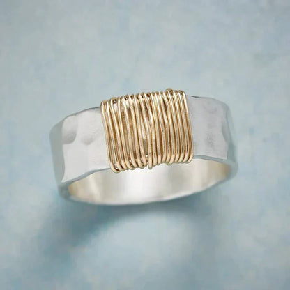 Vintage Golden Threads Silver Ring