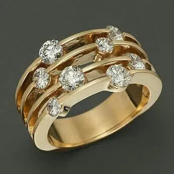 Golden Layered Ring with Zirconias