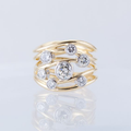 Golden Multi-Layer Ring with Vintage Crystals