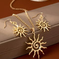 Solar Golden Set Earrings + Necklace