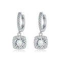 Square Halo Moissanite Drop Earrings