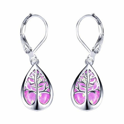 Tree of Life Earrings Made of Opal and Silver
