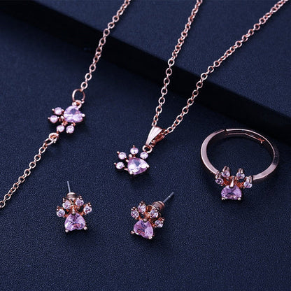 Rose Gold Paw Jewellery Set